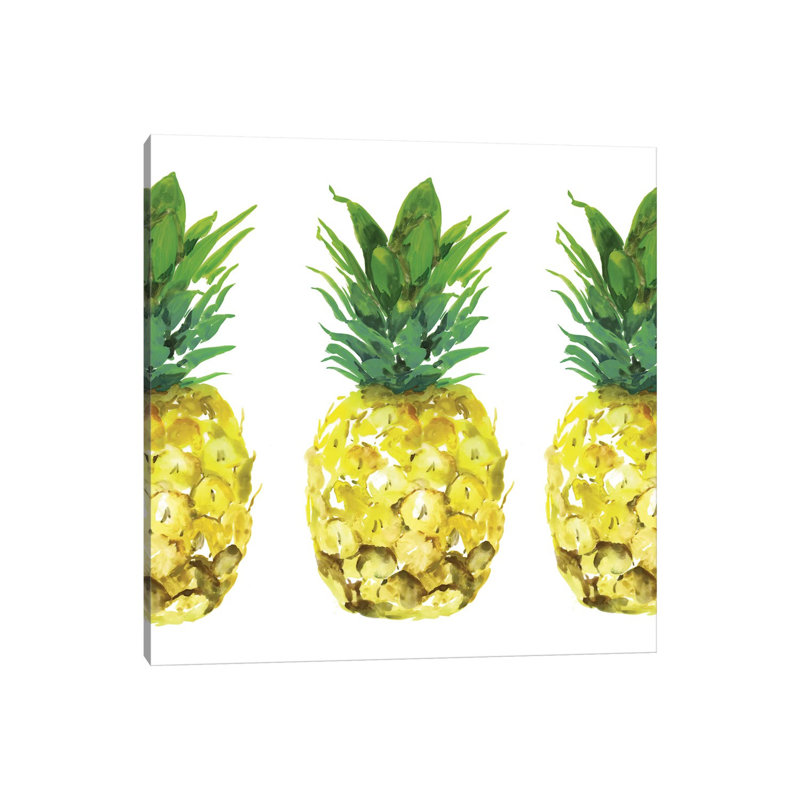 «Triple Pineapples» par Isabelle Z - impression d'art graphique, Toile tendue, Pas de tapis, H 37 po x l 37 po x P 1,5 po