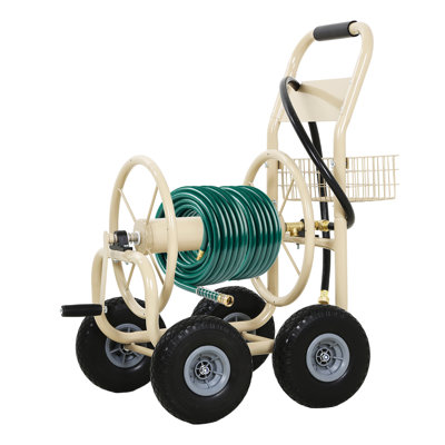 Enrouleur de boyau d'arrosage Camion à eau de jardin pour plantation d'eau résistante pouvant contenir jusqu'à 300 pi de boyau d'arrosage avec panier de rangement à 4 roues pour la cour de jardin