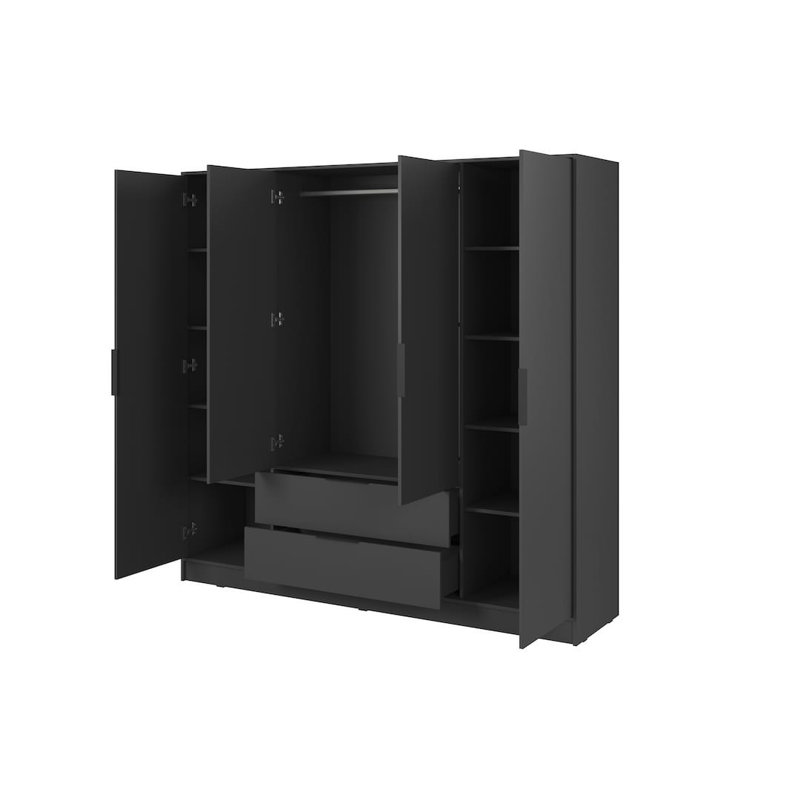 Bonface 4 Door Manufactured Wood Wardrobe, Graphite