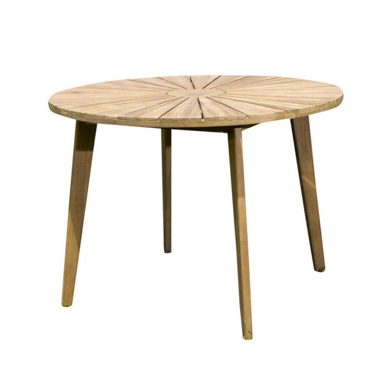 Cabo 4 - Person Acacia Wood Patio Dining Set with Round Table , Cushions Included, Canvas Air Blue Sunbrella® Canvas