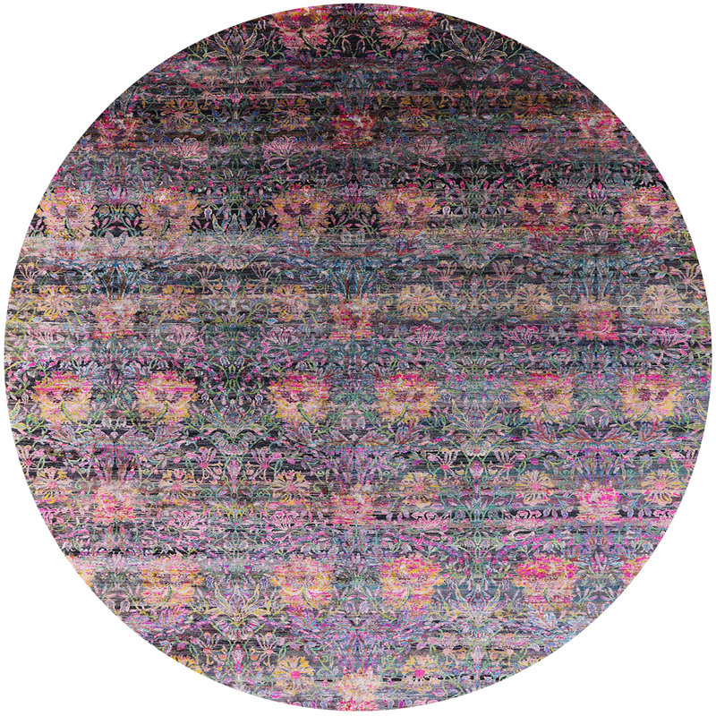 Tapis 100% Mid-Century moderne lavable à la machine 2081, Rond 8 pi
