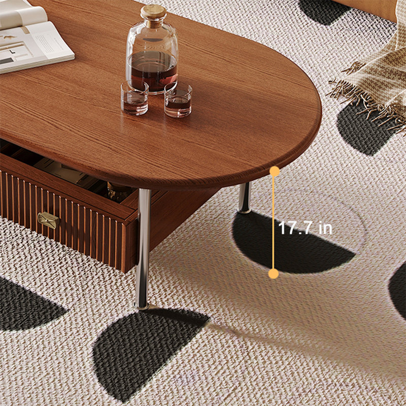Simple solid wood oval-shaped coffee table