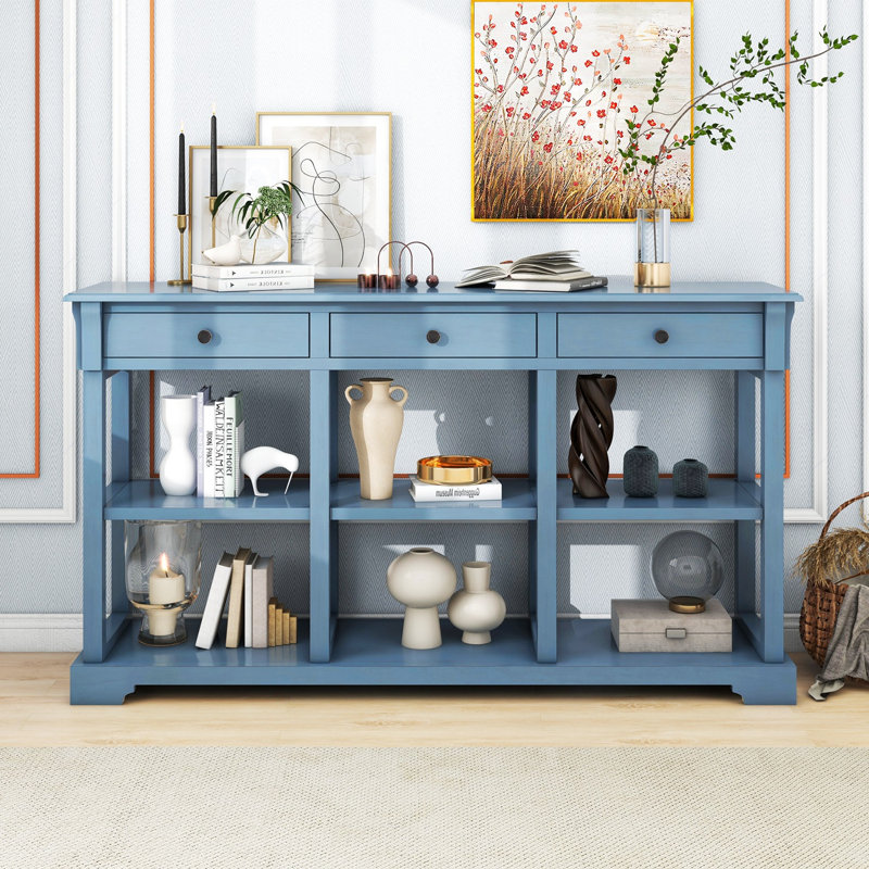 32.32'' Console Table, Antique Blue