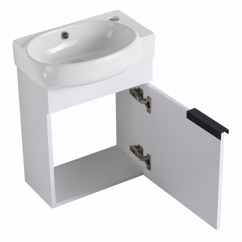 Meuble-lavabo à fermeture en douceur avec lavabo, Blanc