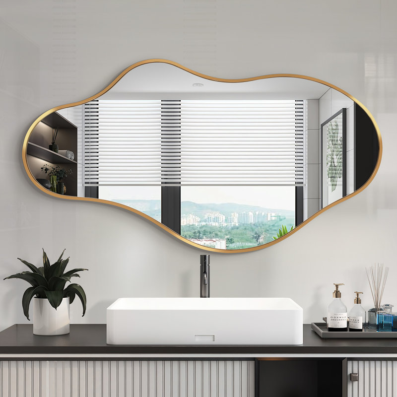 Miroir mural asymétrique, Doré, 43,3 po x 23,6 po