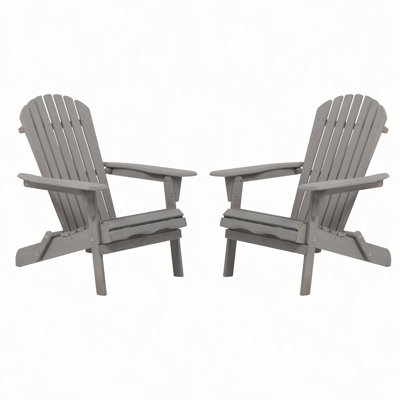 Ensemble de 2 chaises Adirondack pliantes en bois pour l'extérieur avec dossier pré-assemblé, chaise de patio en bois pour patio