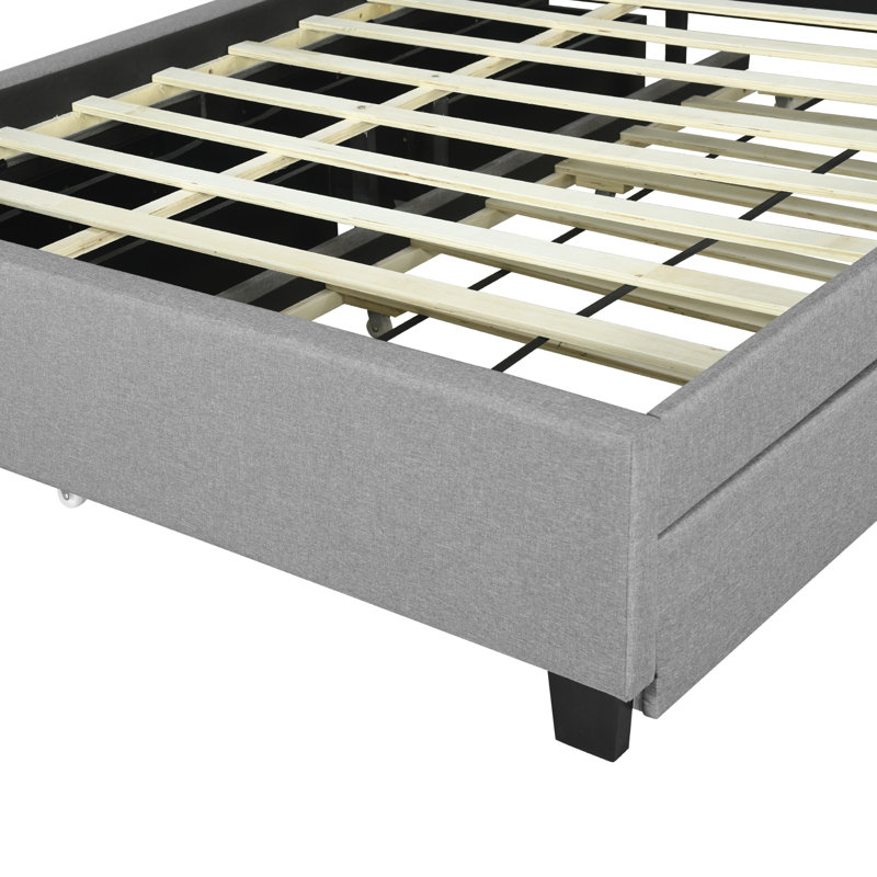 Lit plateforme tapissier, Gris