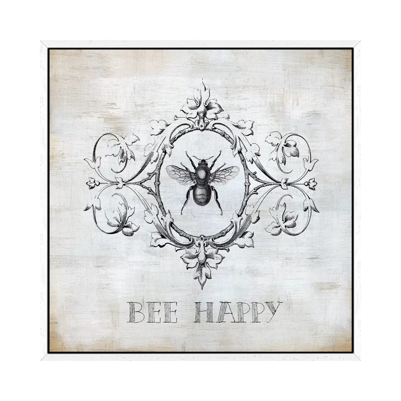 Bee Happy by Carol Robinson - Print on Canvas, White Framed, 45.72 cm H x 45.72 cm W