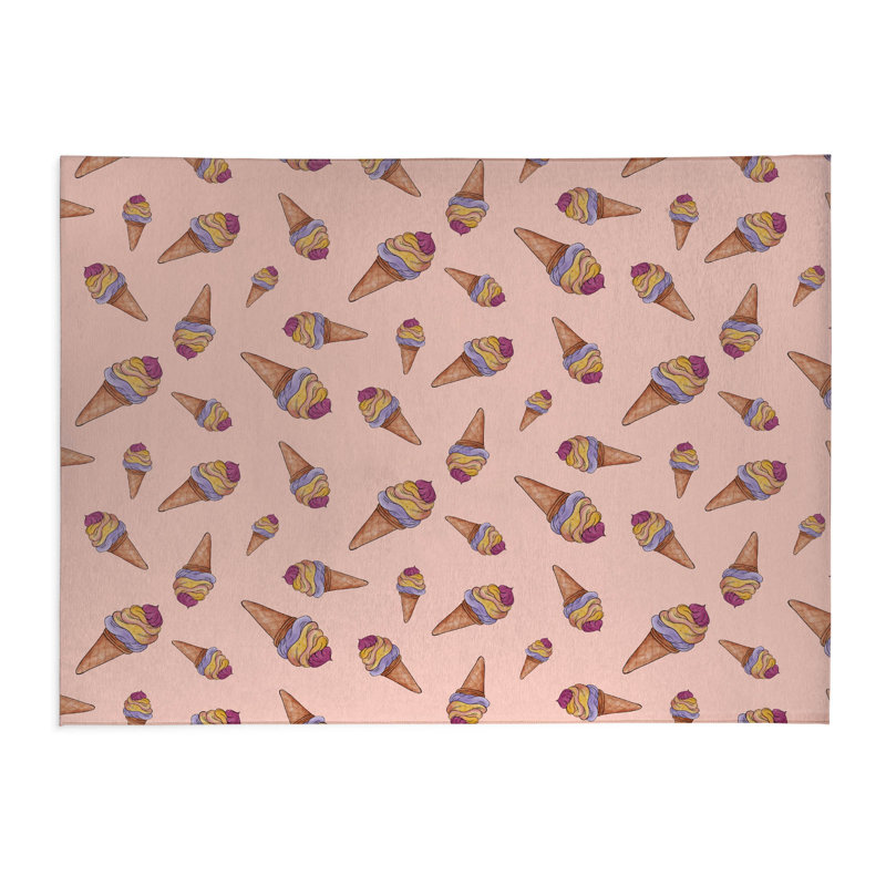 Tapis de cuisine antidérapant Summer Ice Cream, Rectangulaire 3 pi x 5 pi, Pêche