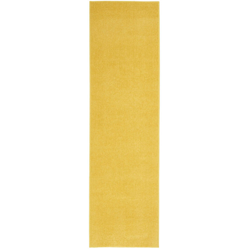 Mullican Sandy Solid Yellow Easy Care Indoor/Outdoor Area Rug, Runner 2'2" x 7'6"