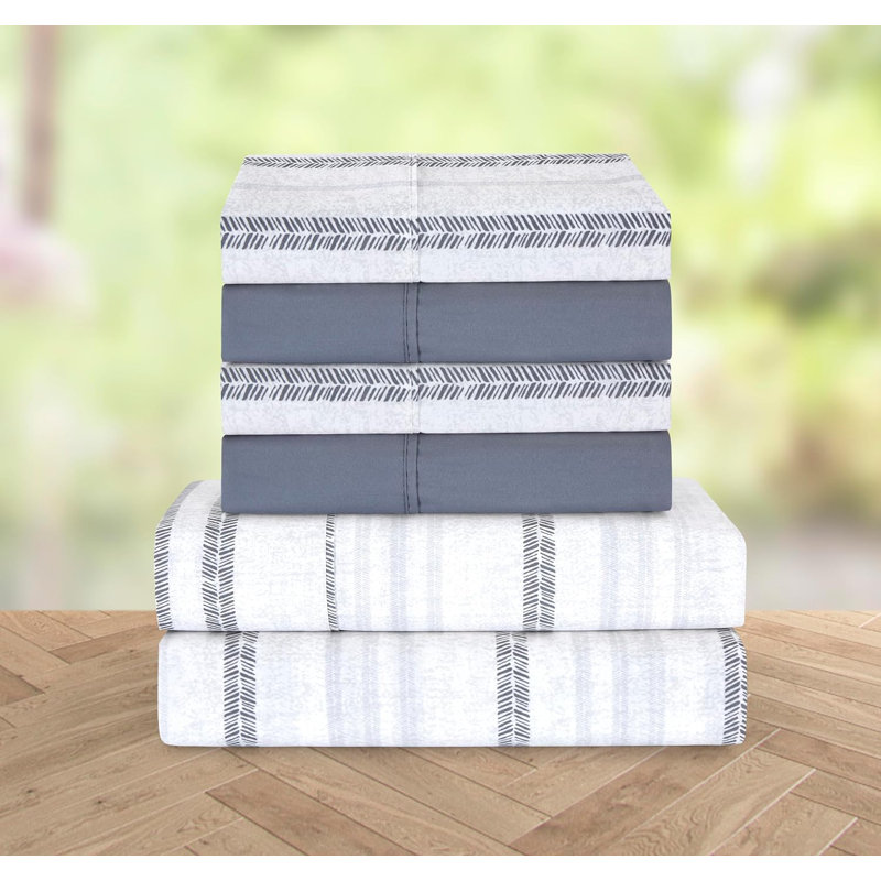 Ensemble de 6 valises pour chambre d'amis,  gris, Ensemble de draps pour lit simple + 1 drap-housse 