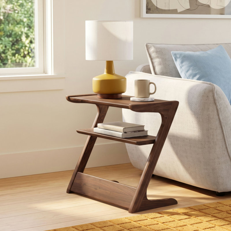 Silhouette Solid Wood End Table, Natural Walnut