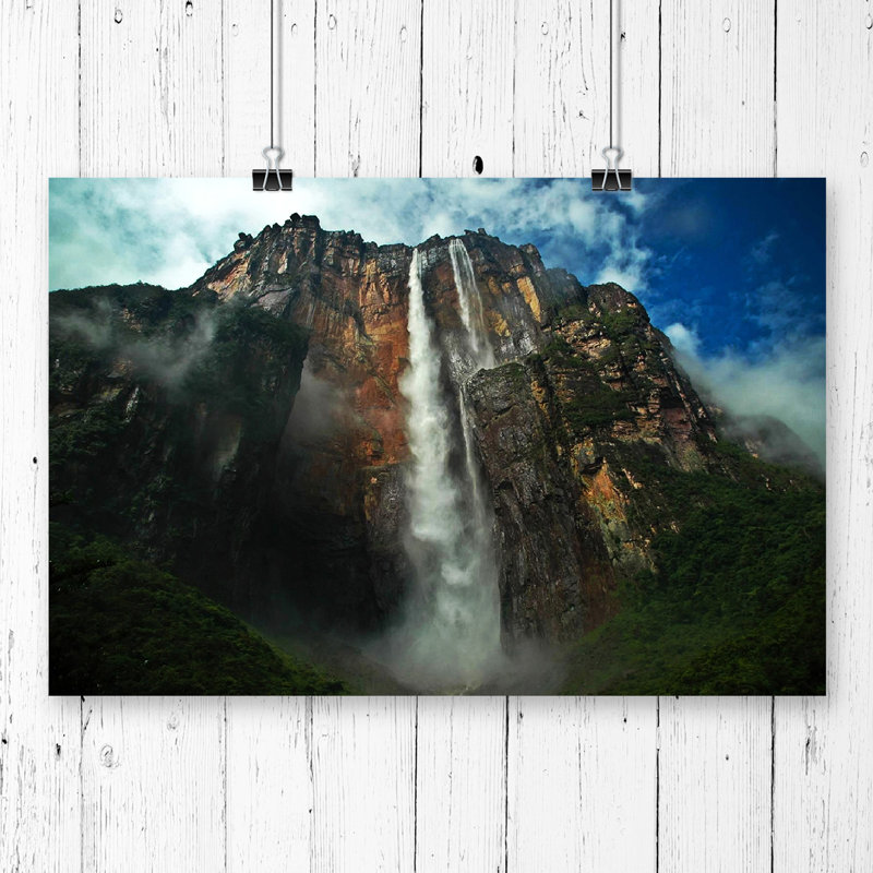 Landscape Angel Falls Waterfall - Frameless Print, 42cm H x 59.4cm W