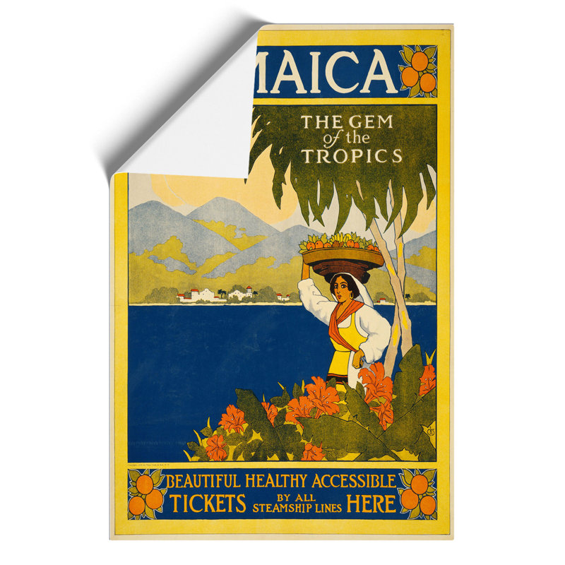 Vintage Travel Jamaica - Frameless Print, 42cm H x 30cm W x 0.1cm D
