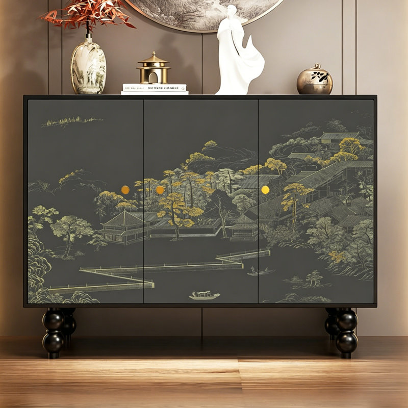 Chinese Style Wooden Entryway Storage Cabinet