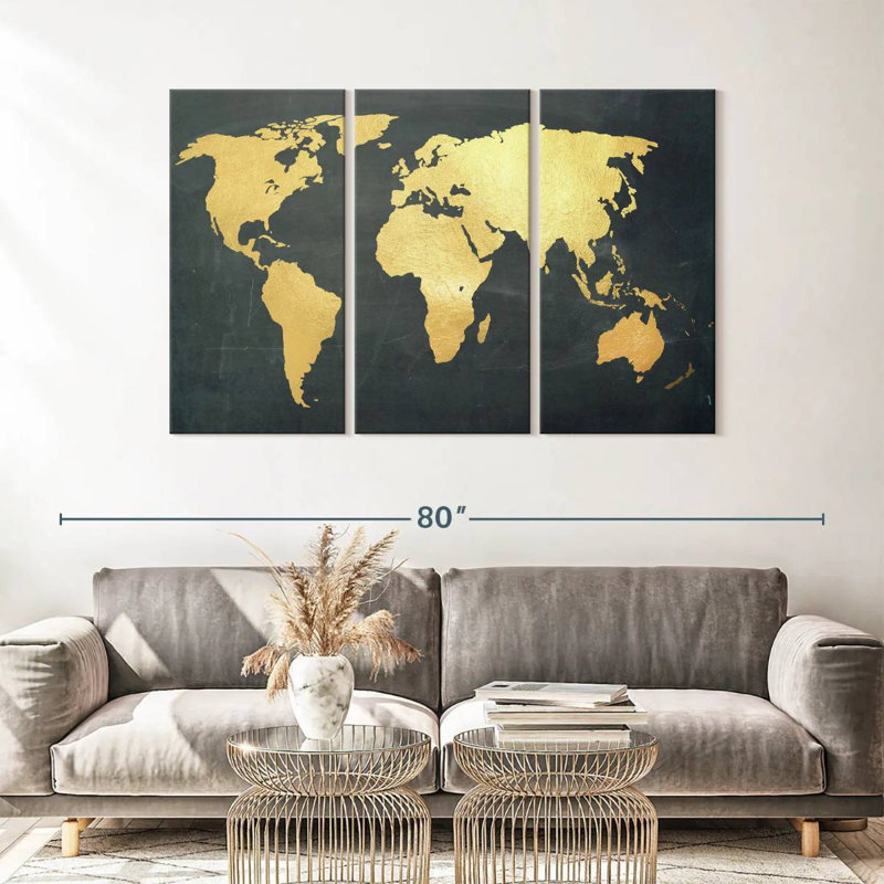 «Adventure Awaits World Map», reproduction sur toile, H 57 po x l 36 po x P 1,25 po