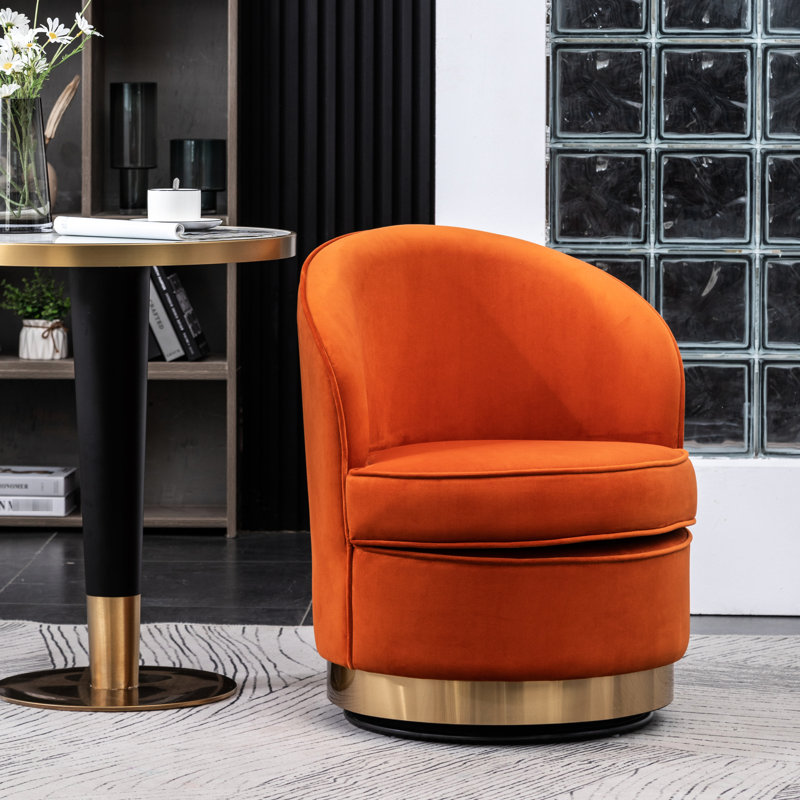 Chaise de bureau pivotante en velours orange moderne - option fonctionnelle et élégante en mousse épaisse, design, Orange