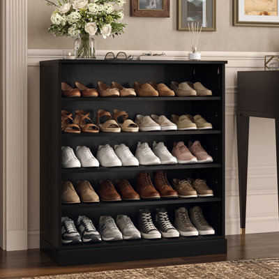 Armoire de rangement à chaussures 100% en bois massif avec tablettes réglables, organisateur de vestibule empilable et peu encombrant, l 32 po x H 35,75 po