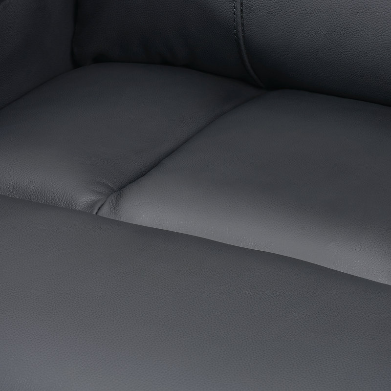 Dual Power Top Grain Leather Home Theater Recliner with USB & Type-C Charging Ports, Black Genuine Leather