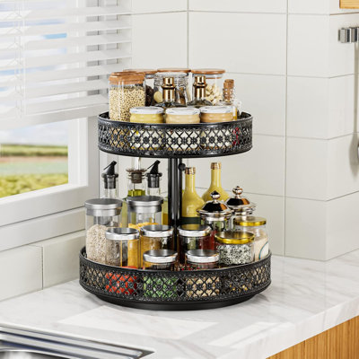 Lazy Susan Organizer Seasoning Turntable 2-Tier Lazy Susan