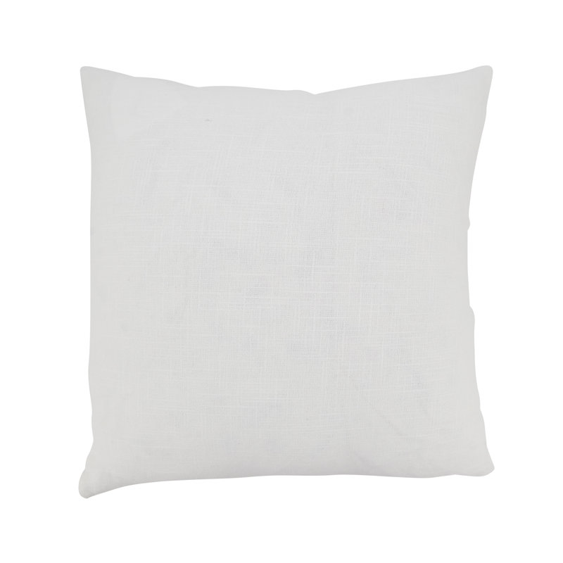 Off-White Cotton Scallop Design 18" Square Throw Pillow