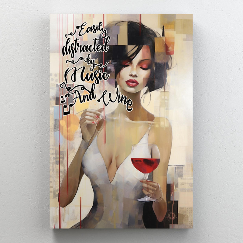Carmesa facilement distrait par la musique et le vin 1, H 20 po x l 16 po x P 1,25 po