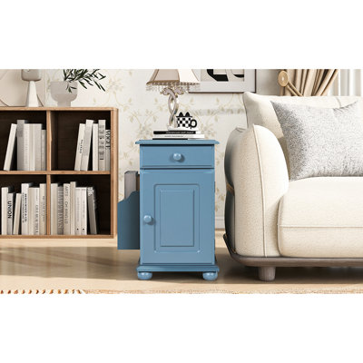 Table d'appoint à plateau rabattable rétro avec ports USB et rangement spacieux, parfaite pour le confort moderne et l'organisation.