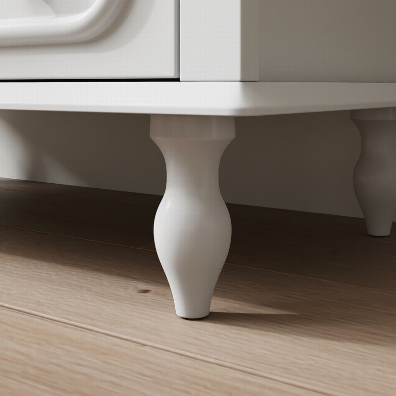 Buffet 46,5 po avec 2 tiroirs et porte vitrée, White