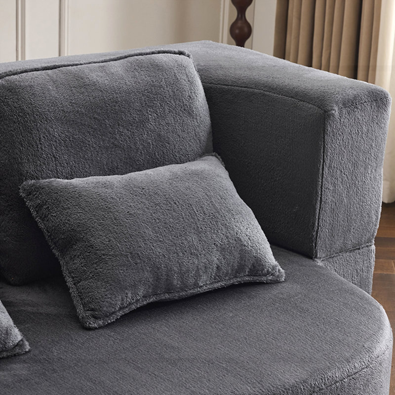 Chenille Futon Sofa Couch, Dark Gray