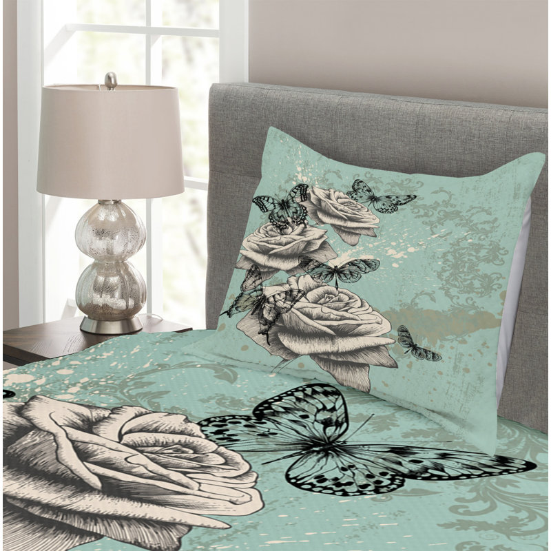 Adelinah Polyester Floral Bedspread with Pillow Shams Included, 170 x 220 cm Bedspread - 1 Sham