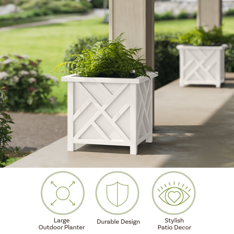  Lattice Planter Box 2-Pack, White, White