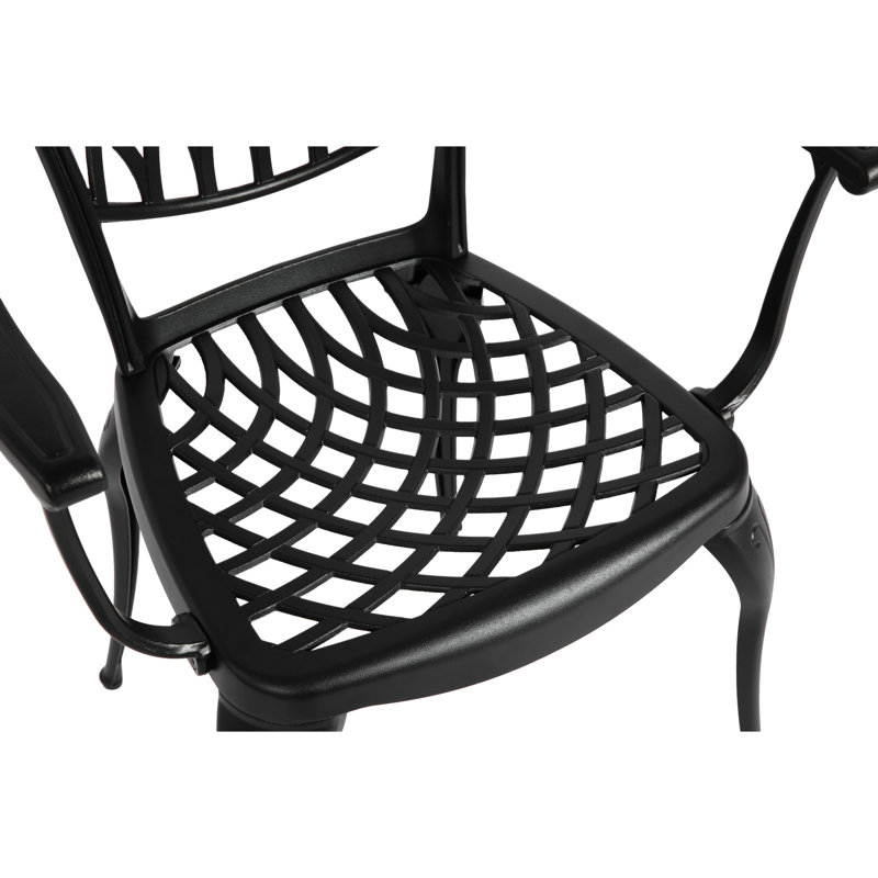 Outdoor Bistro Table And Chairs - 3 Piece Cast Aluminum Rust Proof, Weather Backyard Black Patio & Of 2 Resistance, Fade Proof Garden Furniture