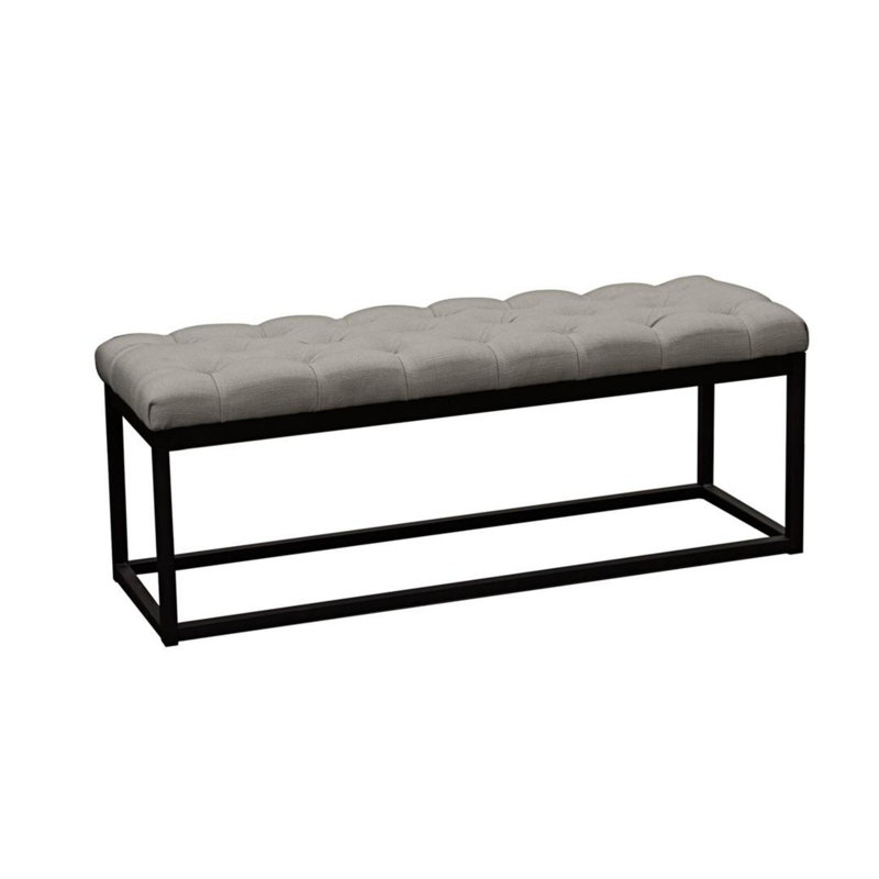 Ileen Linen Blend Upholstered Bench, 19" H x 48" W x 16" D, Gray