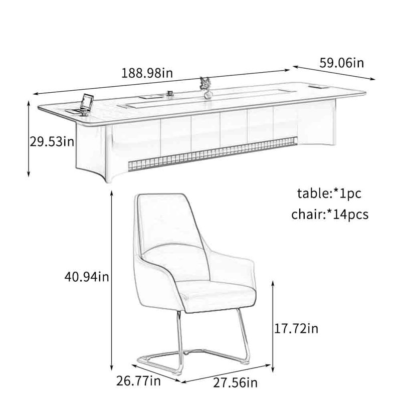 Ensembles de table de conférence Premium Premium, H 29,53 po x L 188,98 po x l 59,06 po