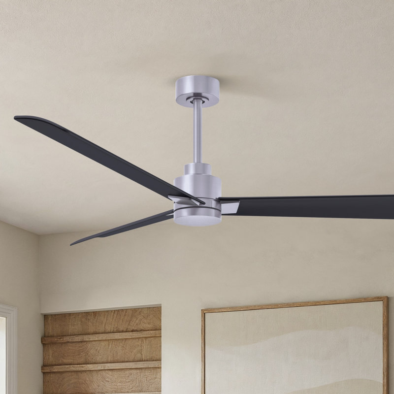 Alessandra Outdoor Downrod Ceiling Fan, Matte Black, Brushed Nickel