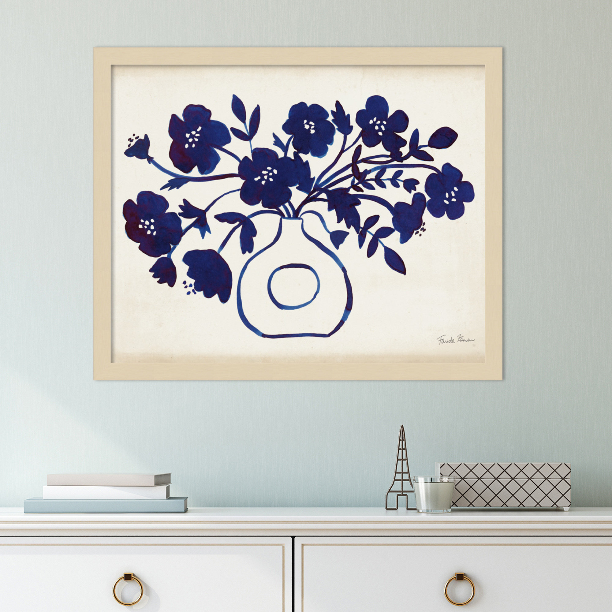 Modern Blue by Farida Zaman, 17" H x 21" W x 1" D, Brown