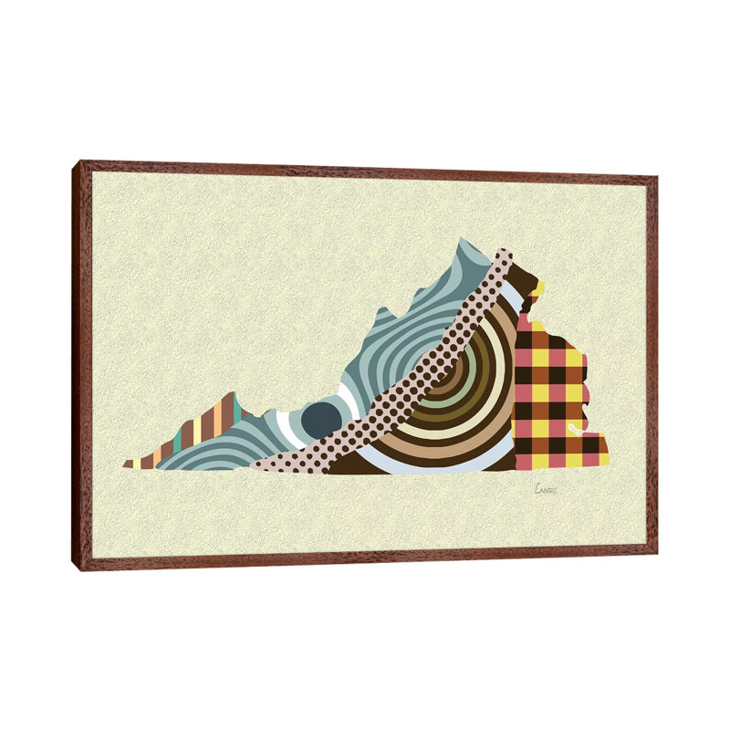 Virginia State - Print on Canvas, Classic Brown Wood Floater Framed, 66.04cm H x 101.6cm W x 3.81cm D