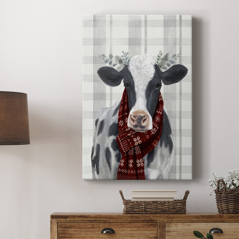 Yuletide Cow I - galerie personnalisée enveloppée Cavas, H 36 po x l 24 po
