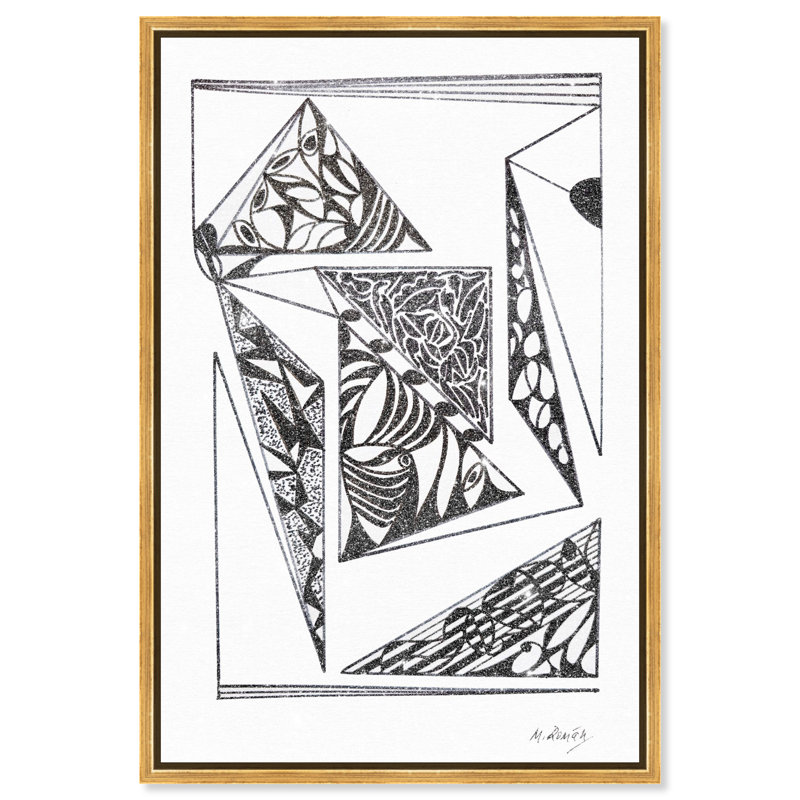 Manuel Roman - Pages Graphic Art Canvas, 16"H x 11"W, Gold Floater Frame