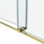 Porte de douche coulissante double sans cadre 66 po x 66 po, porte de douche double, verre trempé de 3/8 po (10 mm), acier inoxydable, or brossé