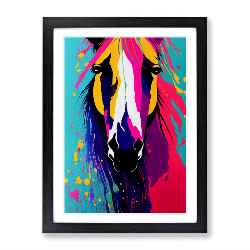 Paint Splash Horse No.3 - Framed Print, Black Framed, 64cm H x 46cm W x 2cm D