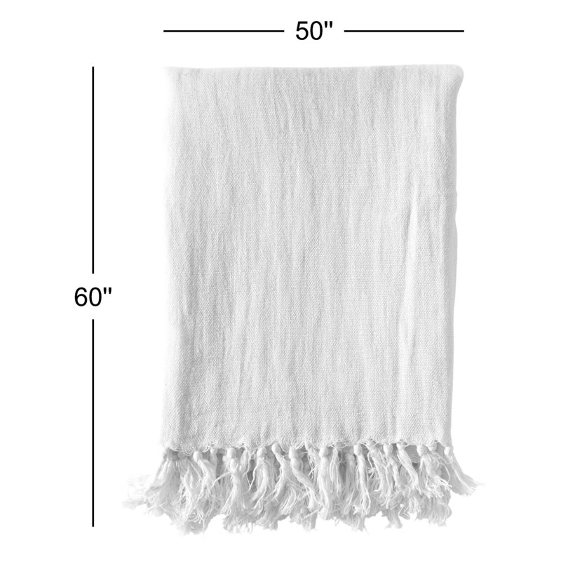 Montauk Hand Woven Blanket, White, 50" W x 60" L