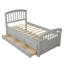 Lit plateforme simple en bois massif avec 6 tiroirs de rangement, base de lit en bois pour enfants avec rangement sous le lit, gris