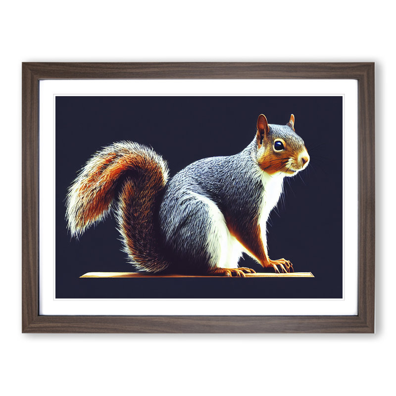 Squirrel Portrait - Picture Frame Print, Walnut
