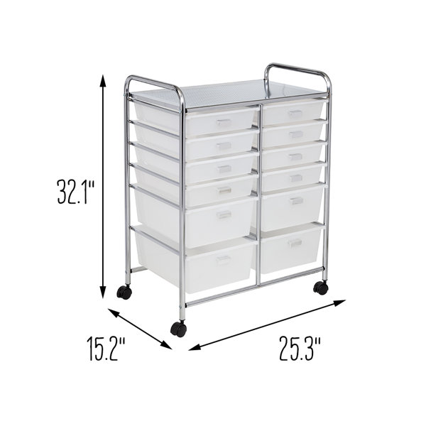 Honey Can Do 12 Drawer Clear Rolling Storage Cart