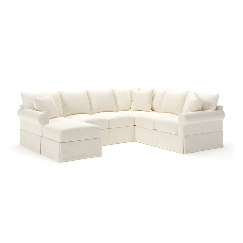 Friedman 3 - Piece Slipcovered Sectional, Left Hand Facing, Drusky Navy Sustain® Basketweave