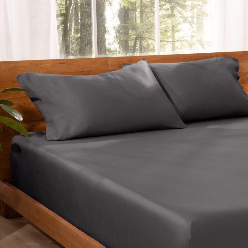2 Piece Tencel Guest Room Pillowcase Set, 2 Standard Pillowcases, Forged Iron Gray