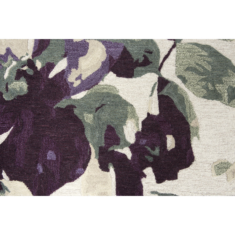 Tapis beige / mauve en laine touffeté à la main Gaye, Rectangle 8 pi x 10 pi