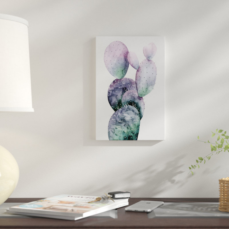 «Purple Cactus I» par Grace Popp, reproduction sur toile tendue sur toile, H 60 po x l 40po x P 1,5 po, Toile tendue