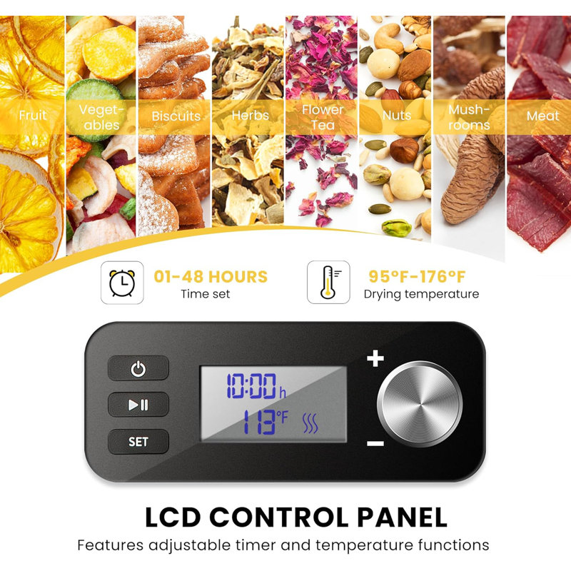 Déshydrateur d'aliments 8 plateaux Vivohome, Noir